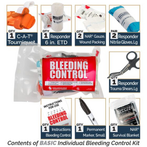 Public Access Individual Bleeding Control Kit - Vacuum Sealed with C-A-T Tourniquet